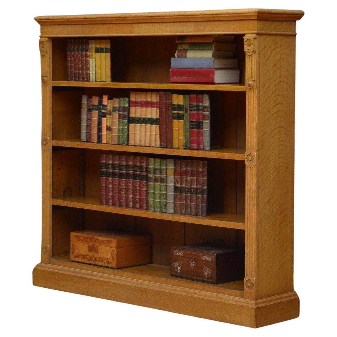 Late Victorian Oak Open Bookcase For Sale
