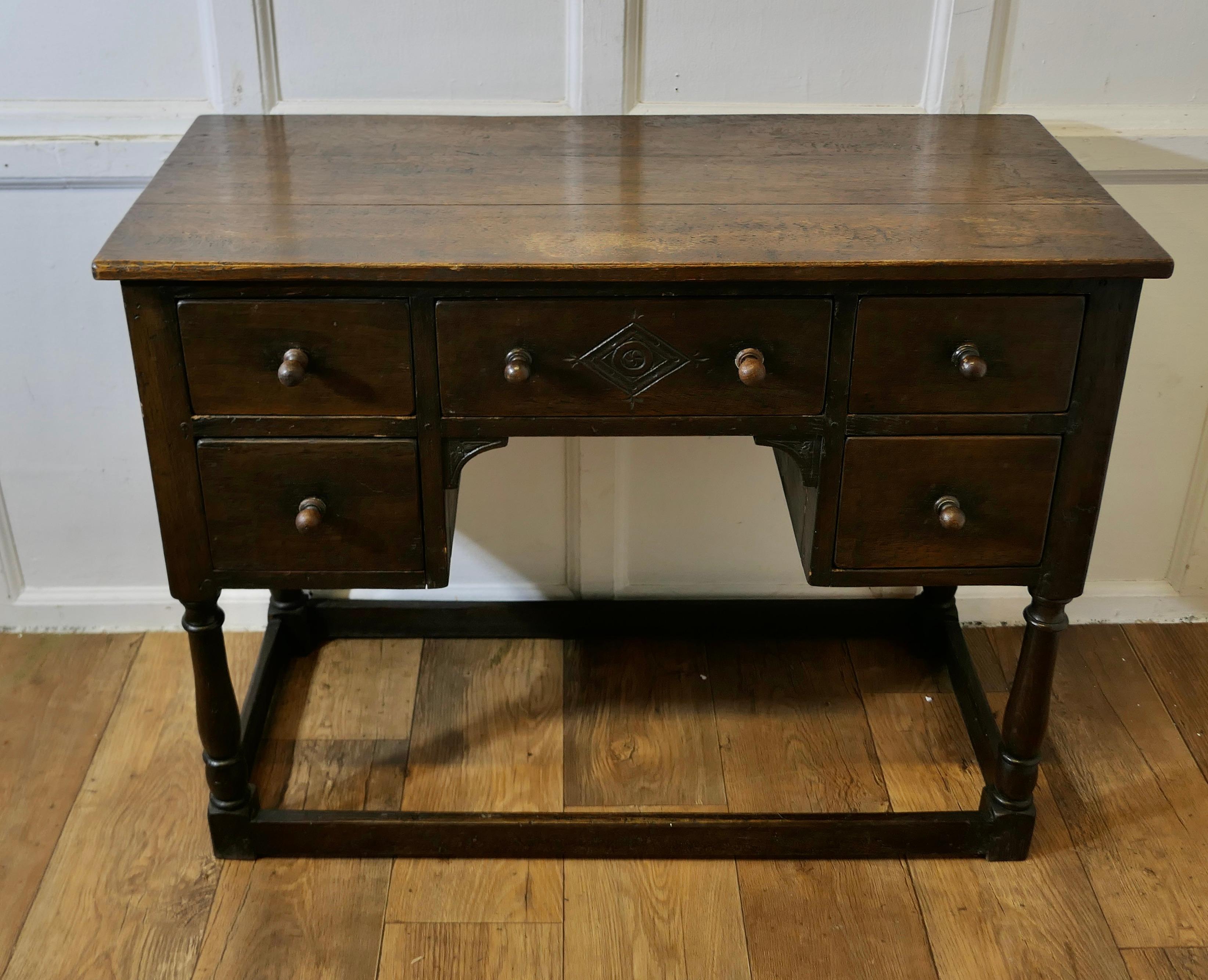 Arts and Crafts Late Victorian Oak Writing Table   This is a good solid quality piece   For Sale