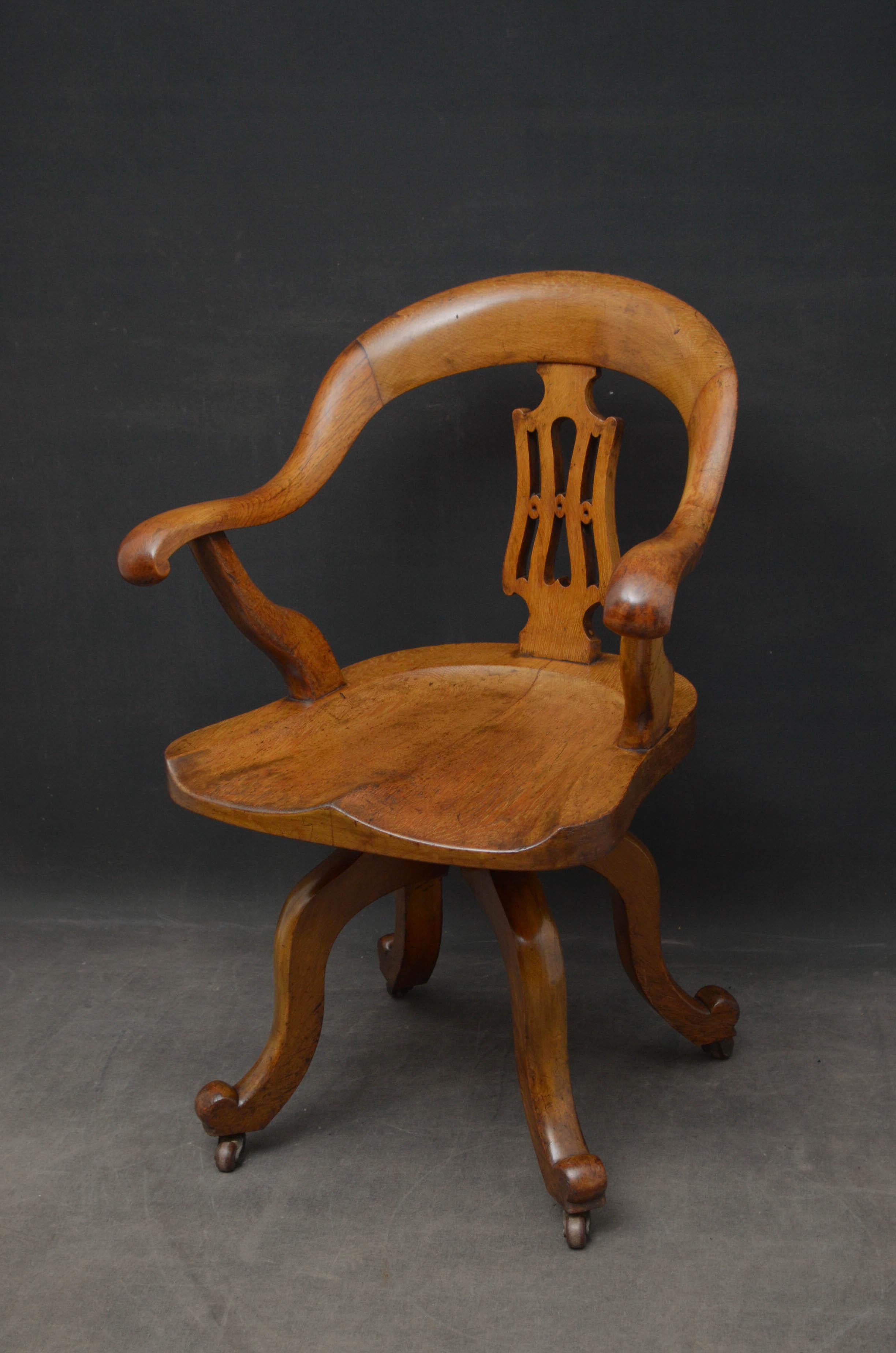 Late Victorian Office Chair in Oak 3