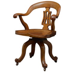 Antique Late Victorian Office Chair in Oak