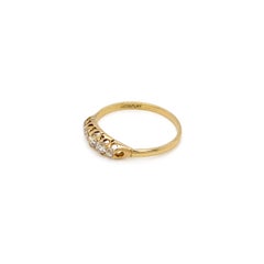 Late Victorian Old Cut Diamond 18 Carat Yellow Gold Five-Stone Ring, c.1870s