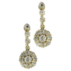 Boucles d'oreilles pendantes en diamant taille ancienne de la fin de l'époque victorienne