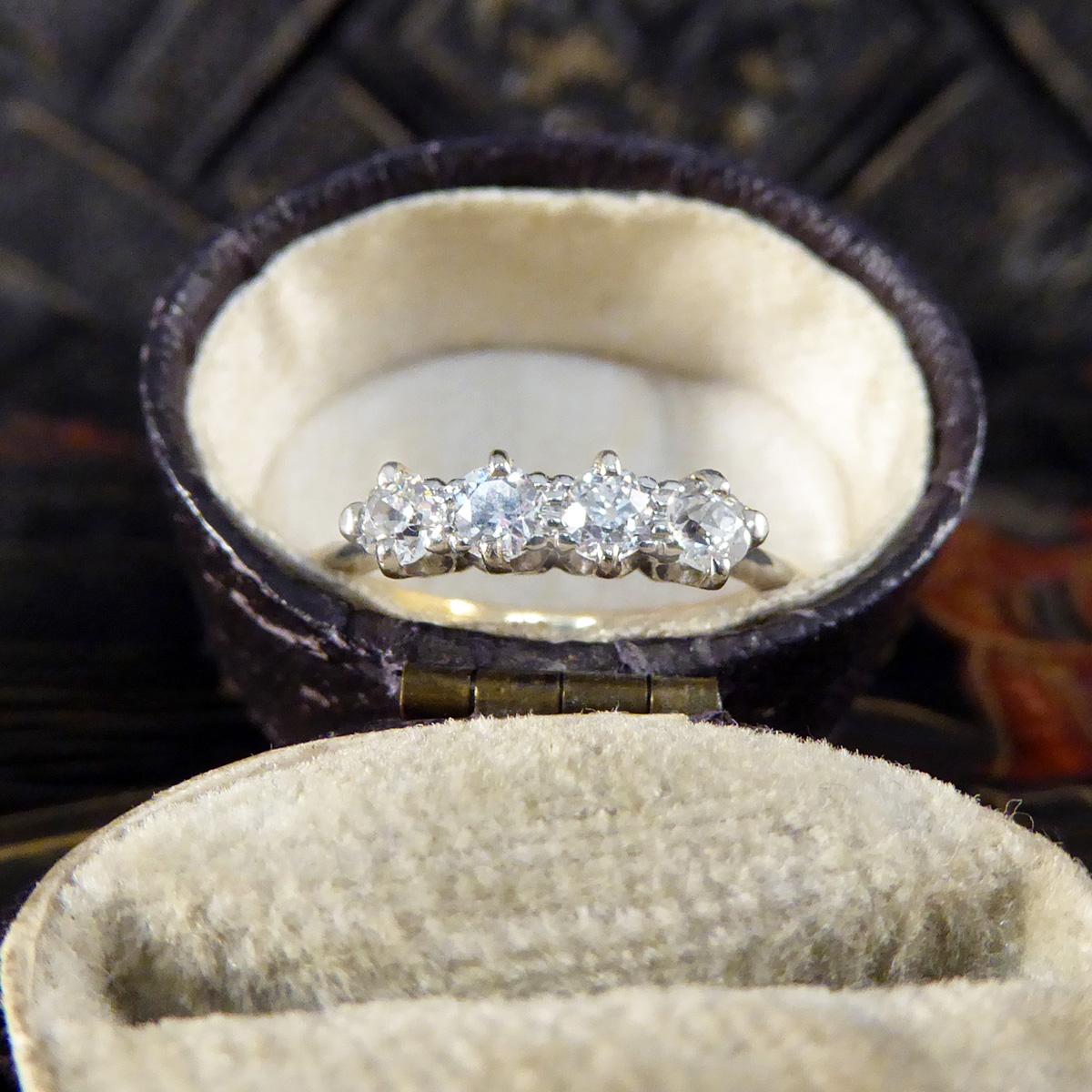 Late Victorian Old Cut Diamond Four Stone Ring in 18ct Yellow Gold 4