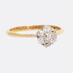Late Victorian Old Mine Cut Diamond Daisy Ring