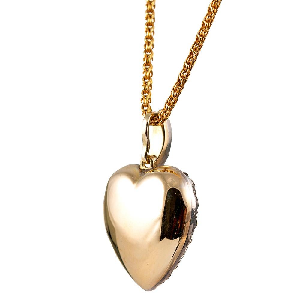 Late Victorian Old Mine Cut Diamond Heart Pendant 1
