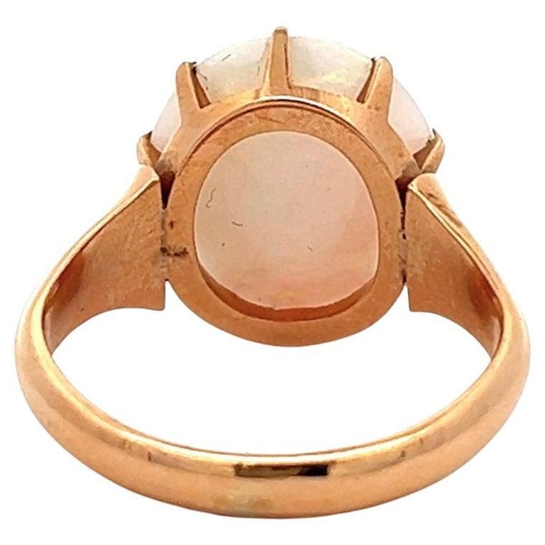 Women's or Men's Late Victorian Opal 14 Karat Rose Gold Solitaire Ring