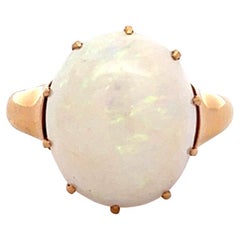 Late Victorian Opal 14 Karat Rose Gold Solitaire Ring