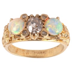 Late Victorian Opal & Diamond Three-Stone Ring