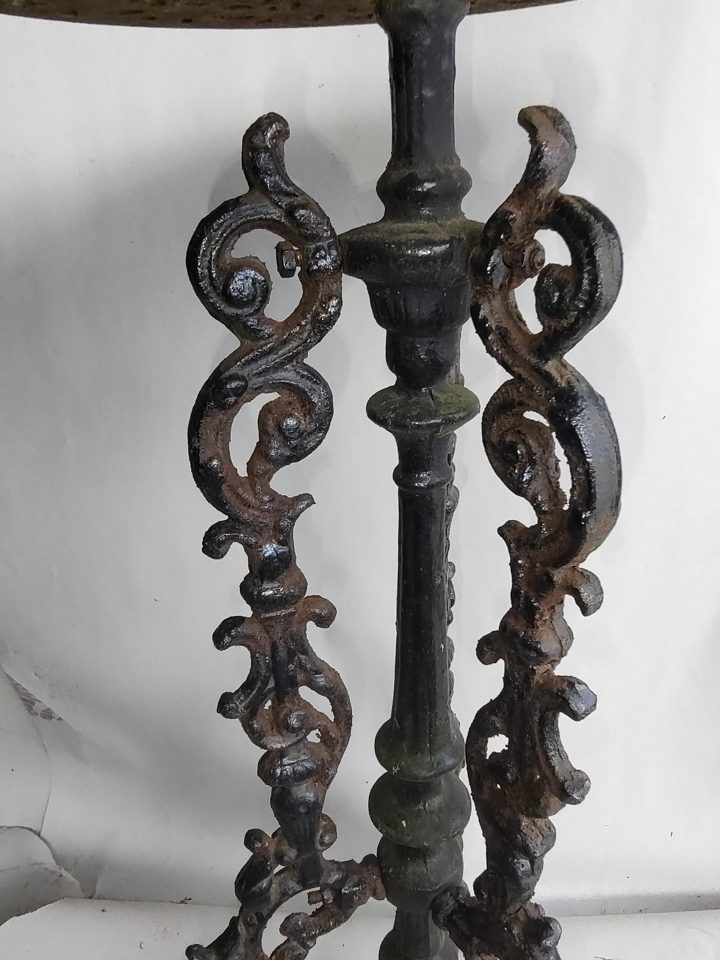 American Late Victorian Ornate Cast Iron Garden Side End Table Plant Stand For Sale