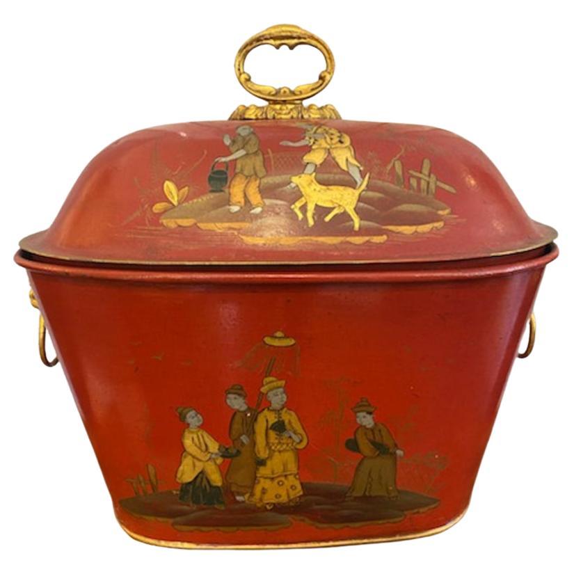 Late Victorian Painted Tole Coal Scuttle