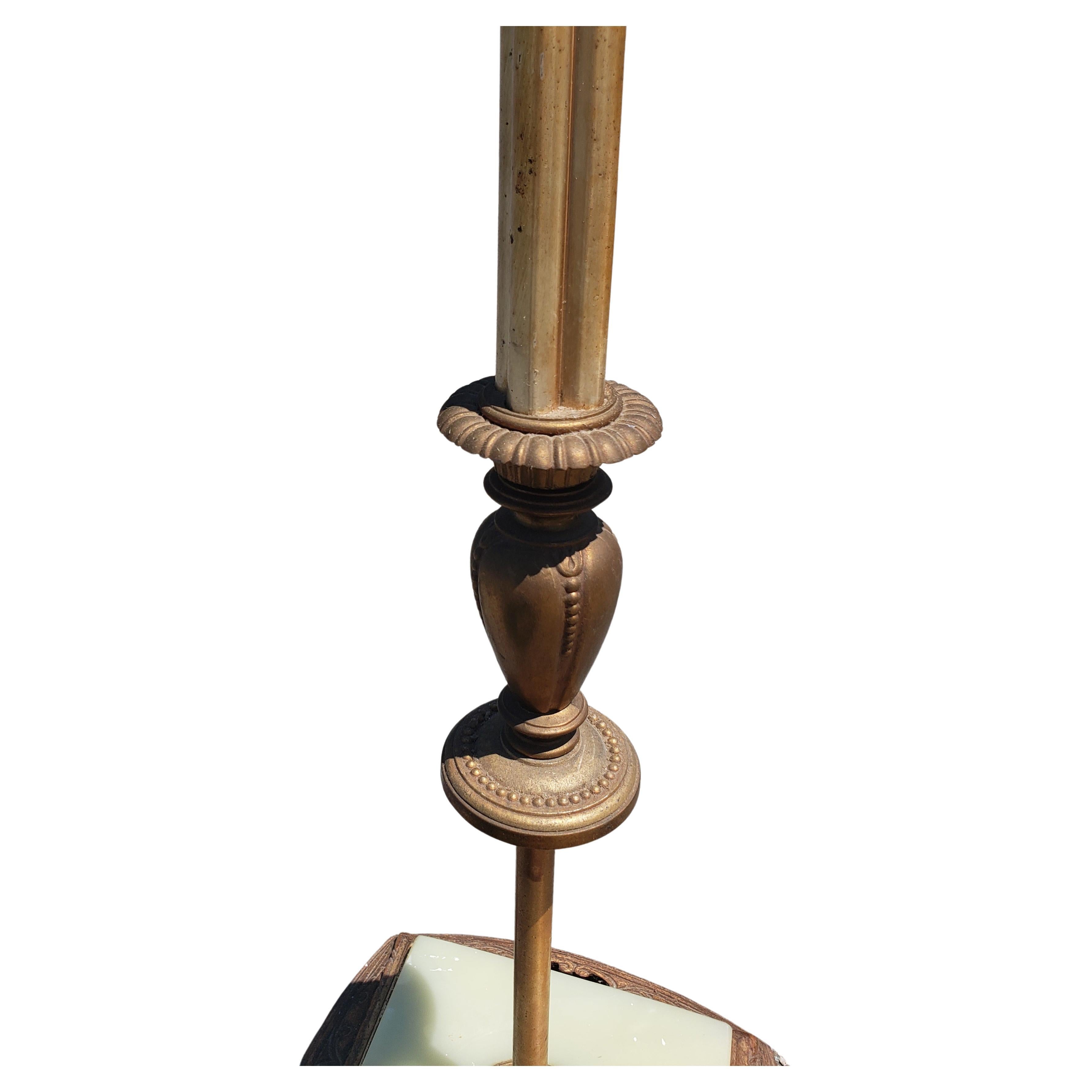 20th Century Late Victorian Patinated Metal and Onyx Torchiere 4-Light Floor Lamp For Sale