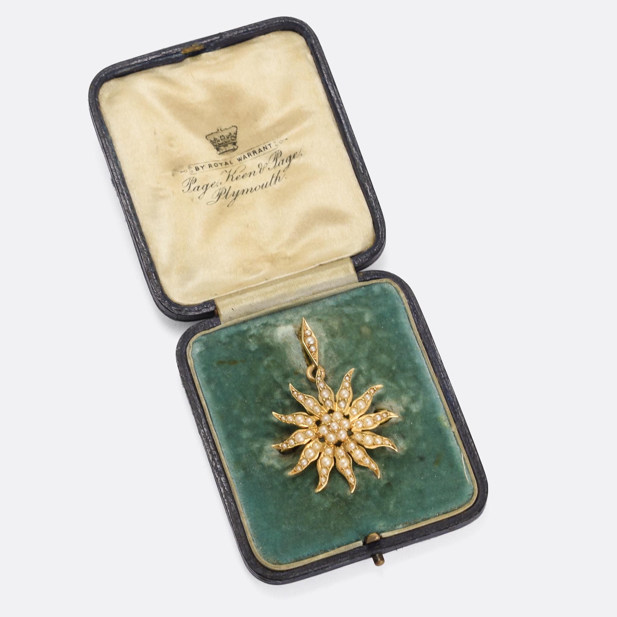 Women's Late Victorian Pearl Starburst Pendant Brooch
