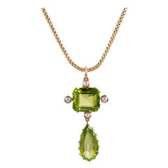 Antique Late Victorian Peridot and Pearl Pendant