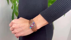 Bracelet fin de l'époque victorienne en or rose saphir bleu turquoise perle diamant en or rose 18K