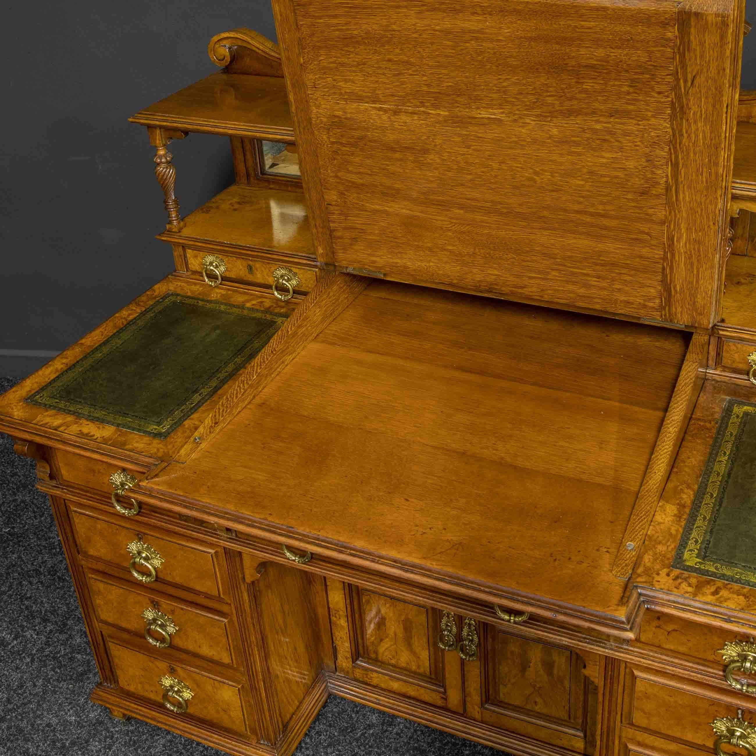 Late Victorian Pollard Oak Desk by Thomas Turner of Manchester, England For Sale 6