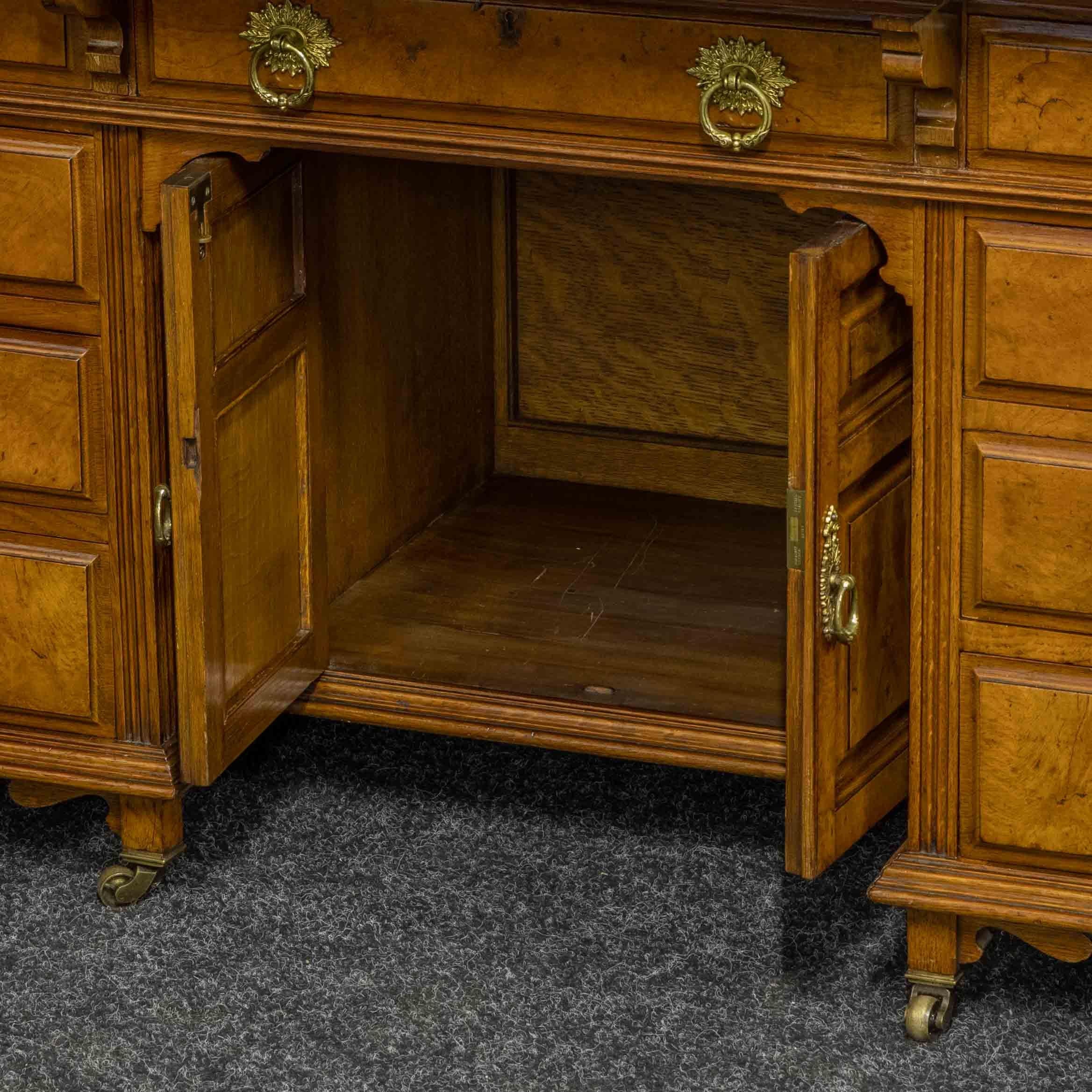 Late Victorian Pollard Oak Desk by Thomas Turner of Manchester, England For Sale 1