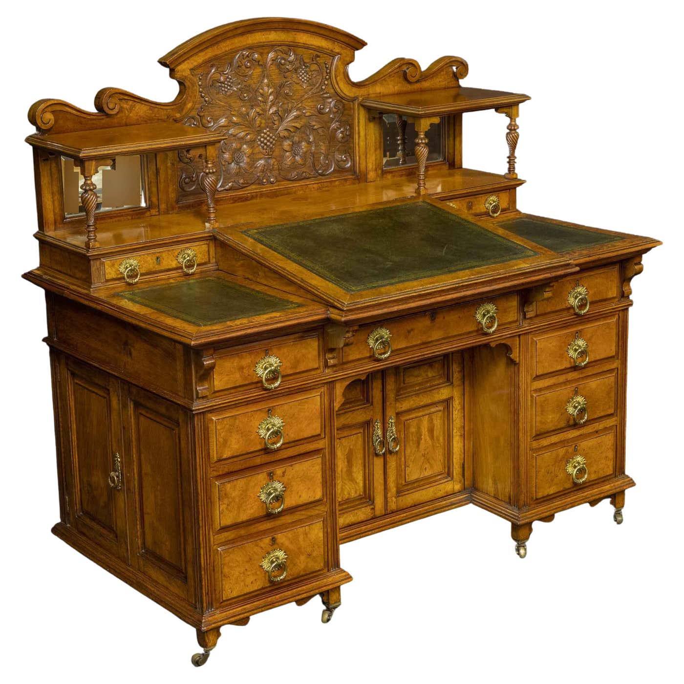 Rustic Victorian Desk Late Victorian Pollard Oak Desk by Thomas Turner of Manchester, England ...