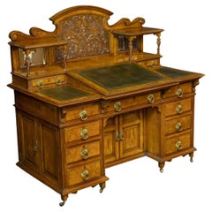 Late Victorian Pollard Oak Desk by Thomas Turner of Manchester, England