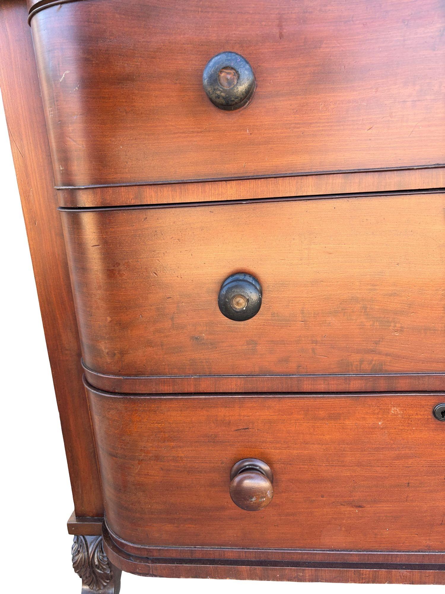 Wood Late 19th Century Victorian Queen Anne Lowboy Dresser with Sculpted Front For Sale