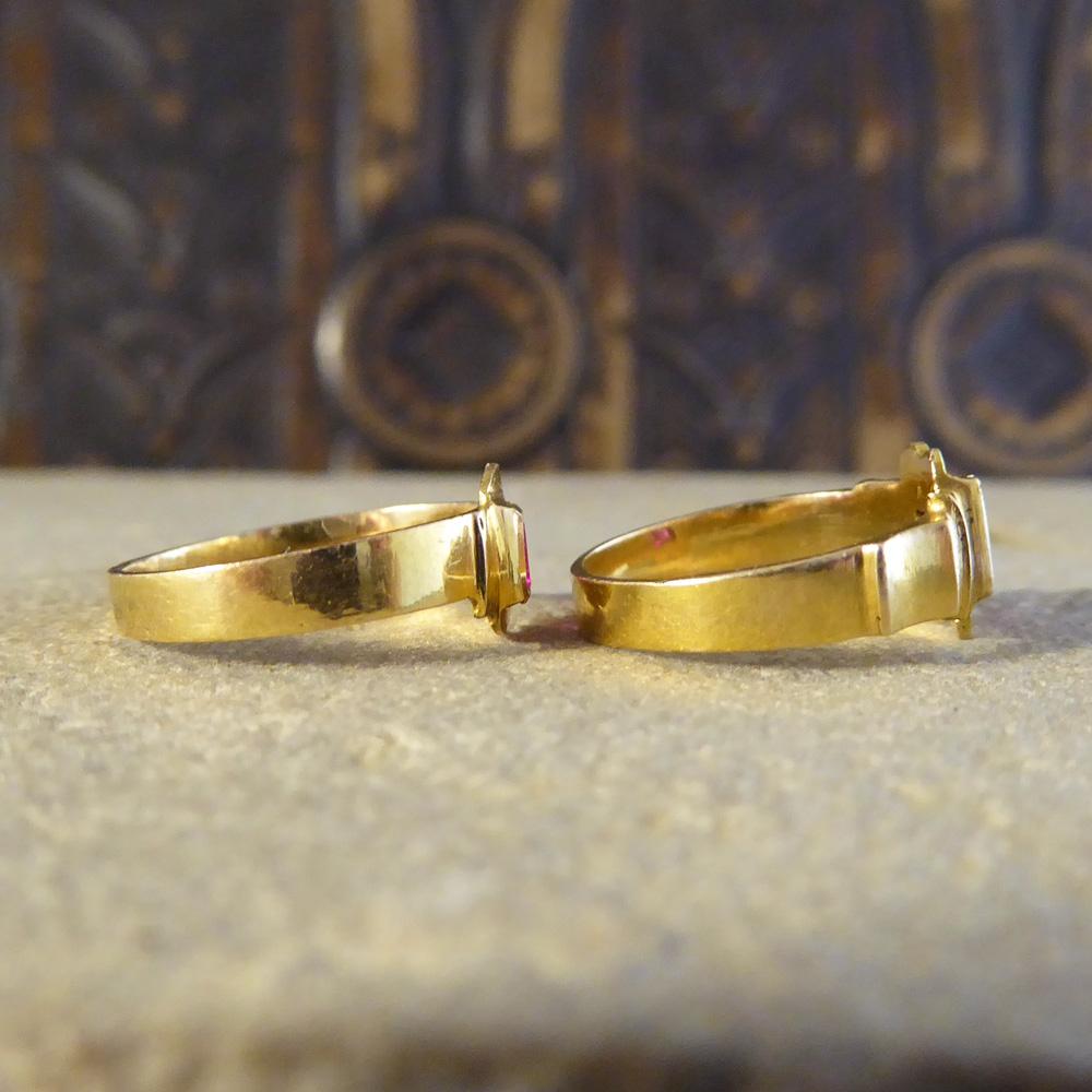 Late Victorian Red Glass and Gold Midi Baby Rings In Good Condition In Yorkshire, West Yorkshire