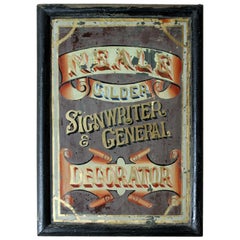 Antique Late Victorian Reverse Glass Sign Written Advertising Mirror, circa 1870-1880