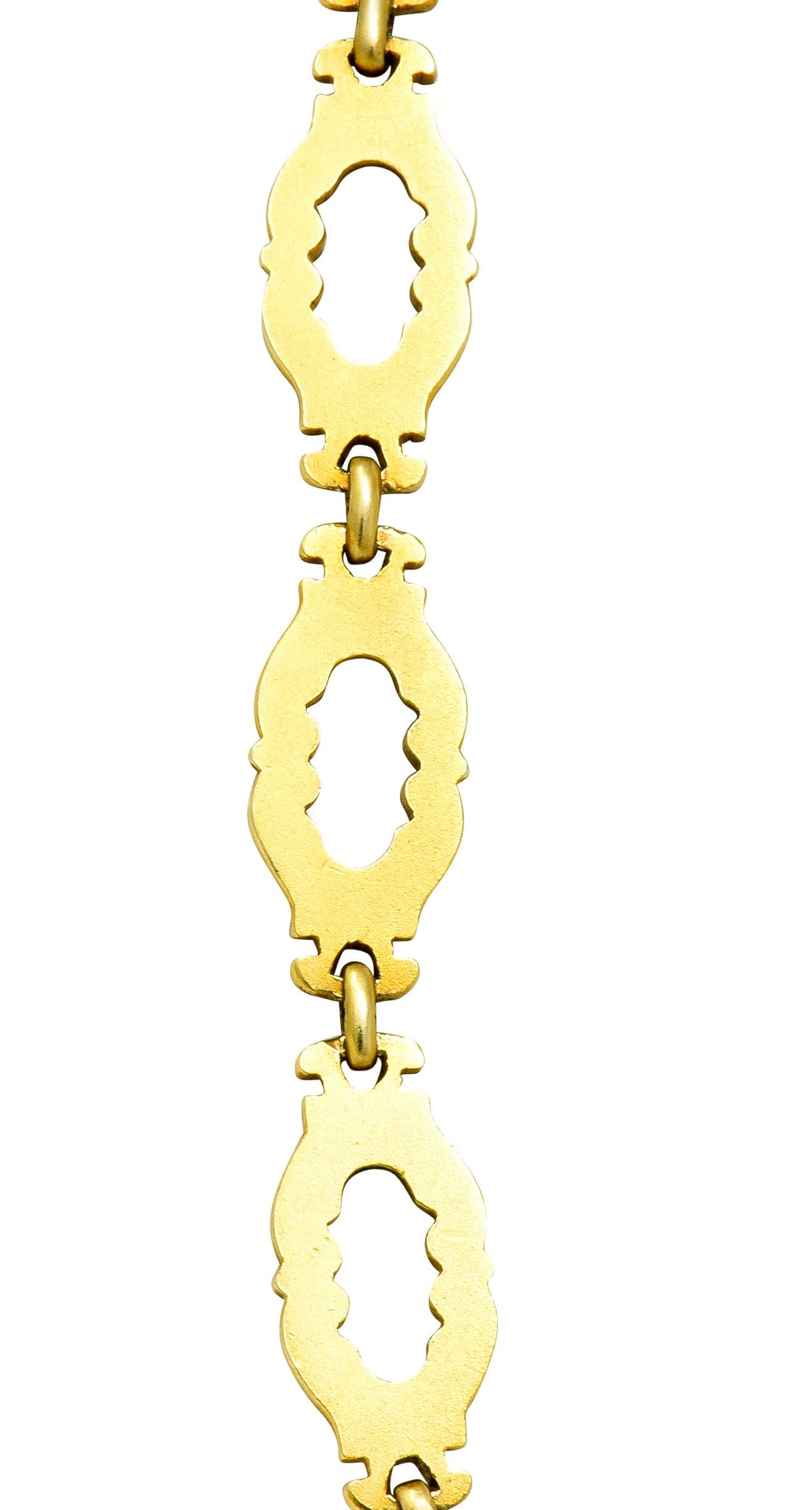 Late Victorian Rhodolite Garnet Cabochon 14 Karat Gold Scrolled Foliate Necklace 2