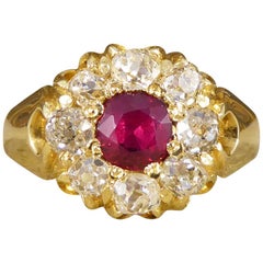 Late Victorian Ring with 0.70 Carat Ruby and Diamond Cluster in 18 Carat Gold Late Victorian Ring with 0.70 Carat Ruby and Diamond Cluster in 18 Carat Gold