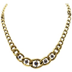 Late Victorian Yellow Gold and Sapphires Chain Necklace or Bracelets