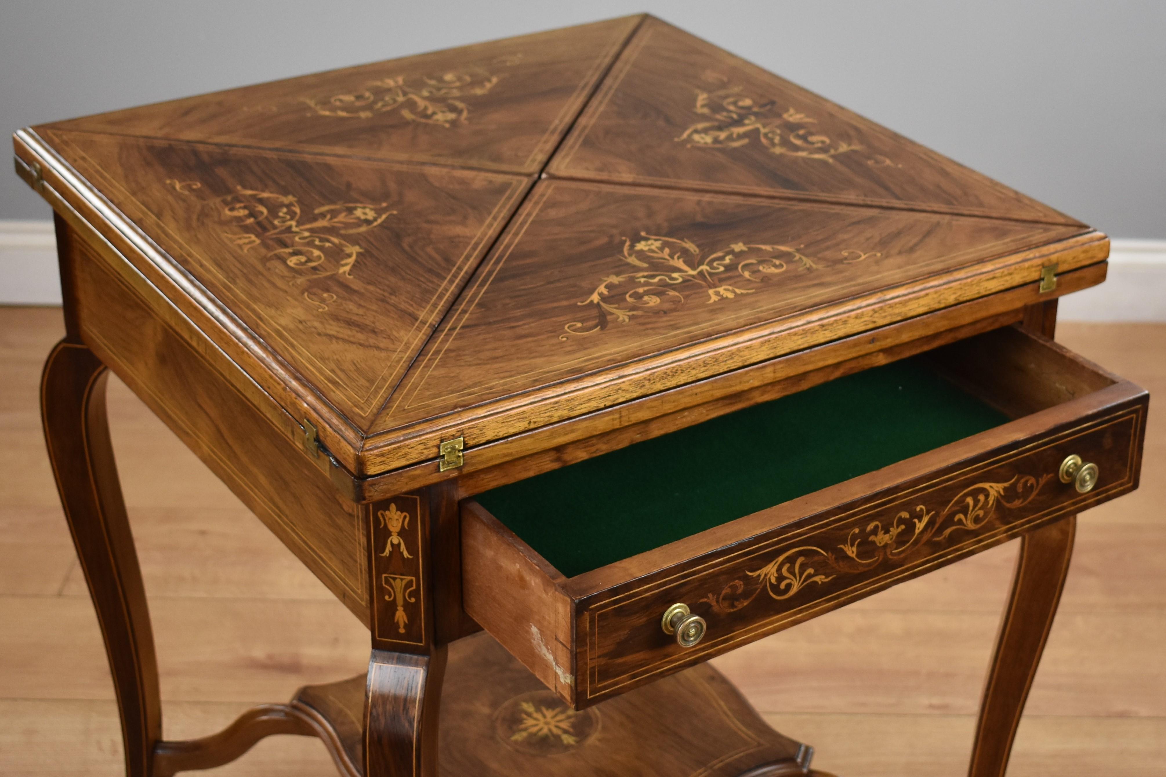 Late Victorian Rosewood Envelope Card Table 5