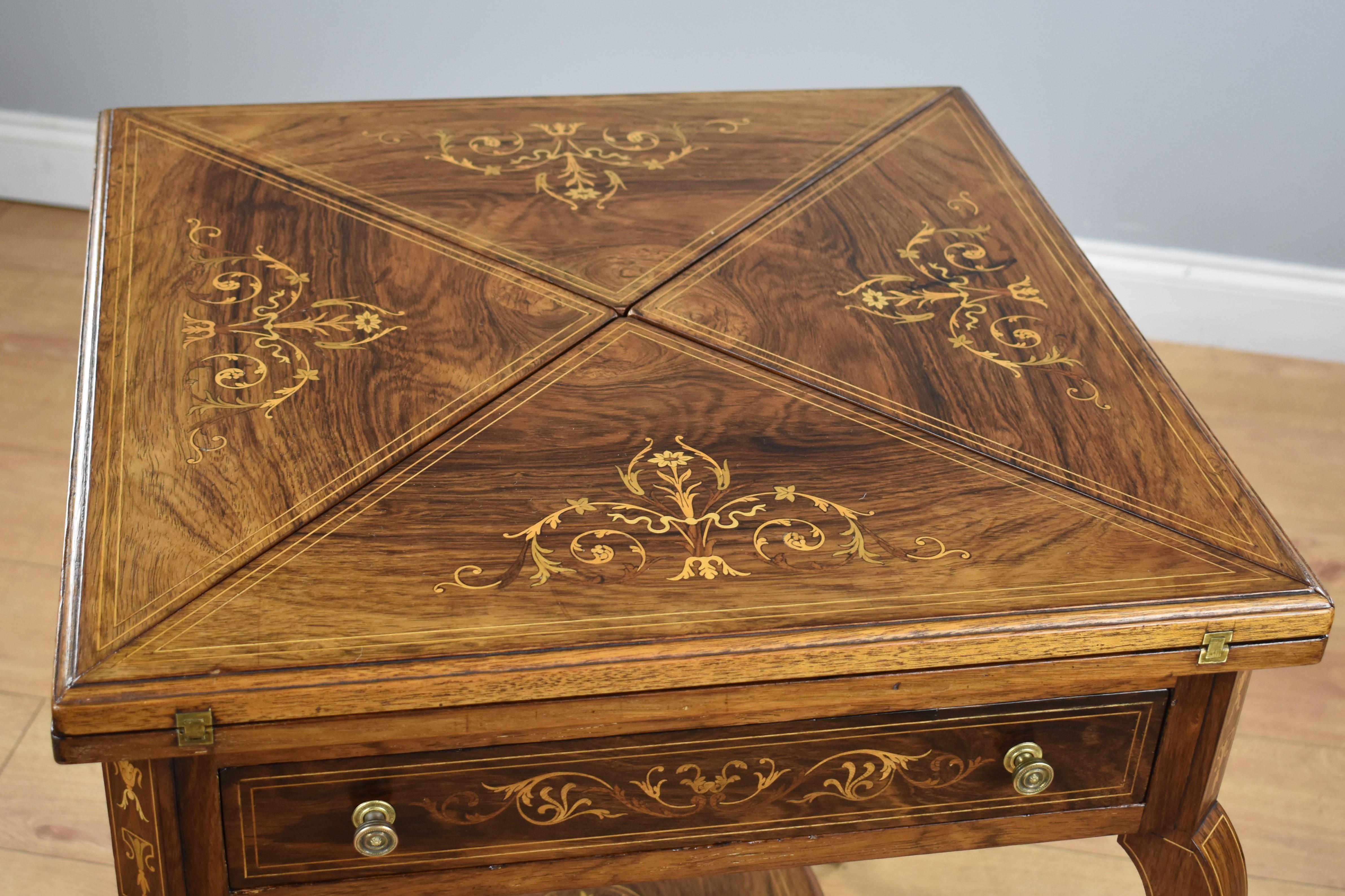 Late Victorian Rosewood Envelope Card Table 7