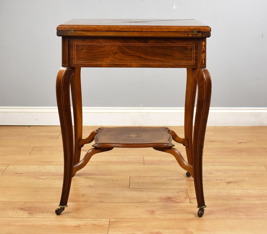 European Late Victorian Rosewood Envelope Card Table