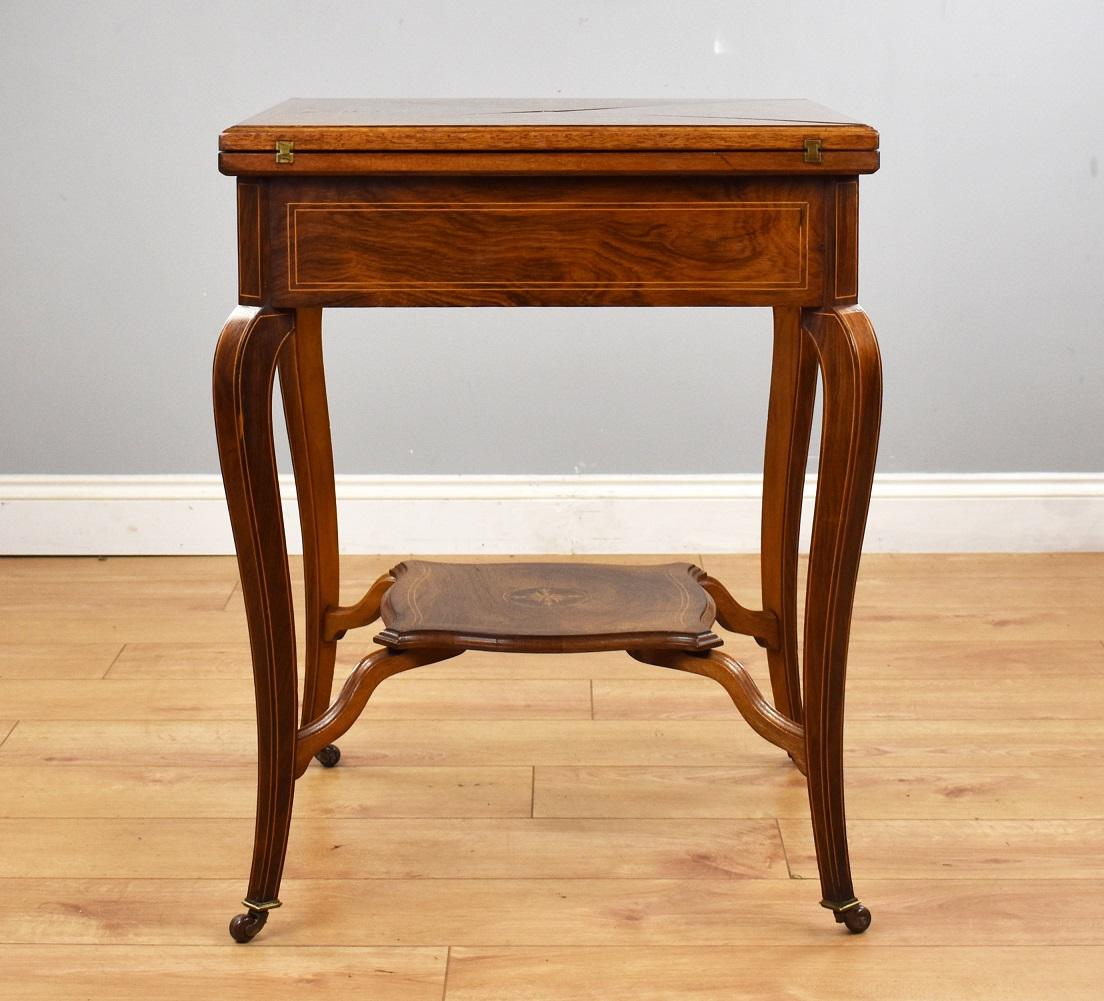 Late Victorian Rosewood Envelope Card Table In Good Condition In Chelmsford, Essex