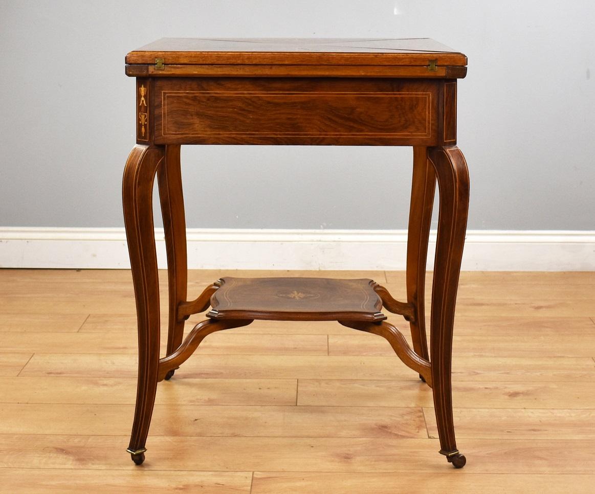 Late 19th Century Late Victorian Rosewood Envelope Card Table