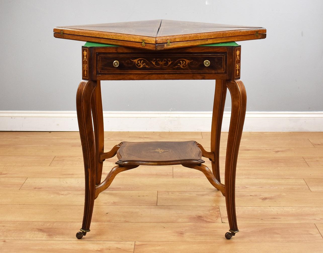 Late Victorian Rosewood Envelope Card Table 1