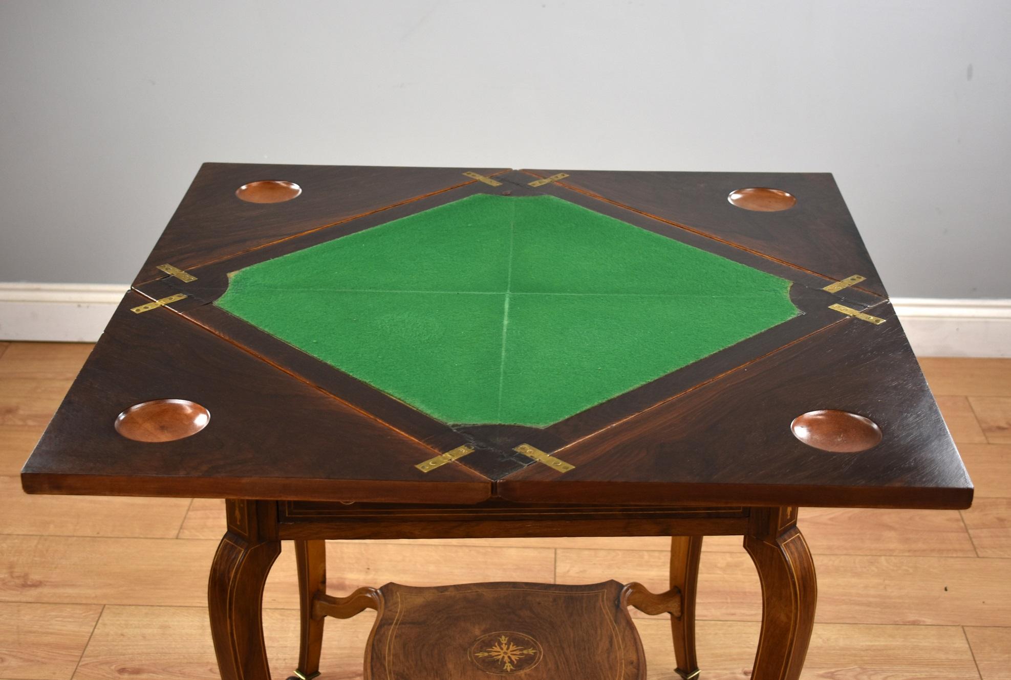 Late Victorian Rosewood Envelope Card Table 3