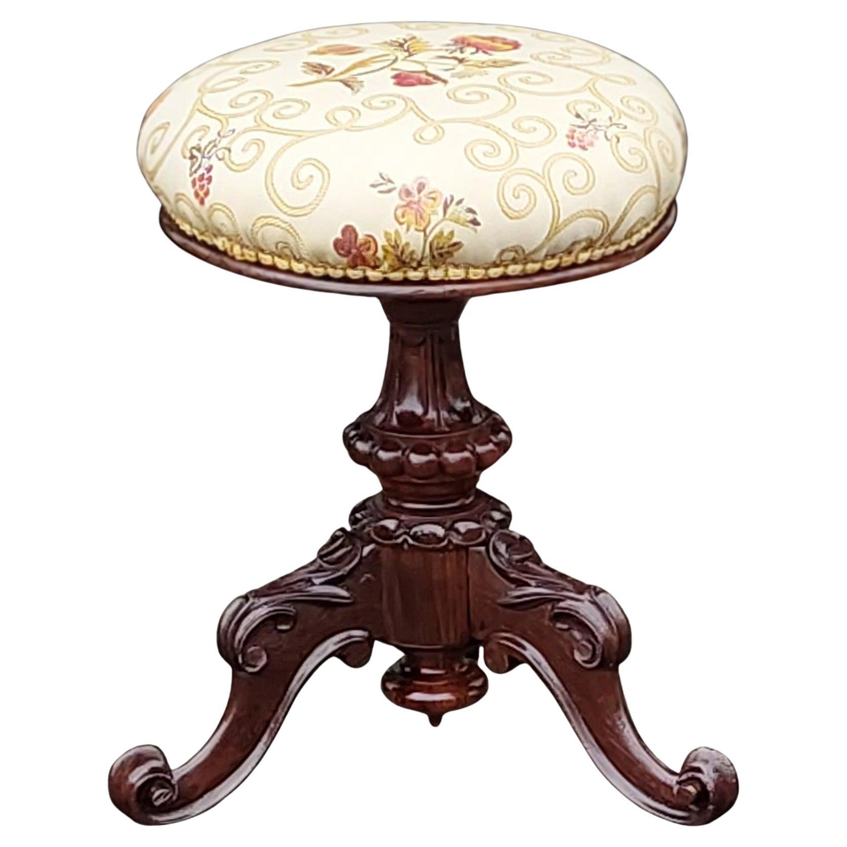 Late Victorian Rosewood Revolving Piano Stool