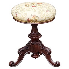 Tabouret de piano tournant en palissandre de la fin de l'époque victorienne