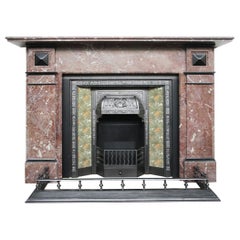 Antique late Victorian Rouge Marble Fireplace Surround
