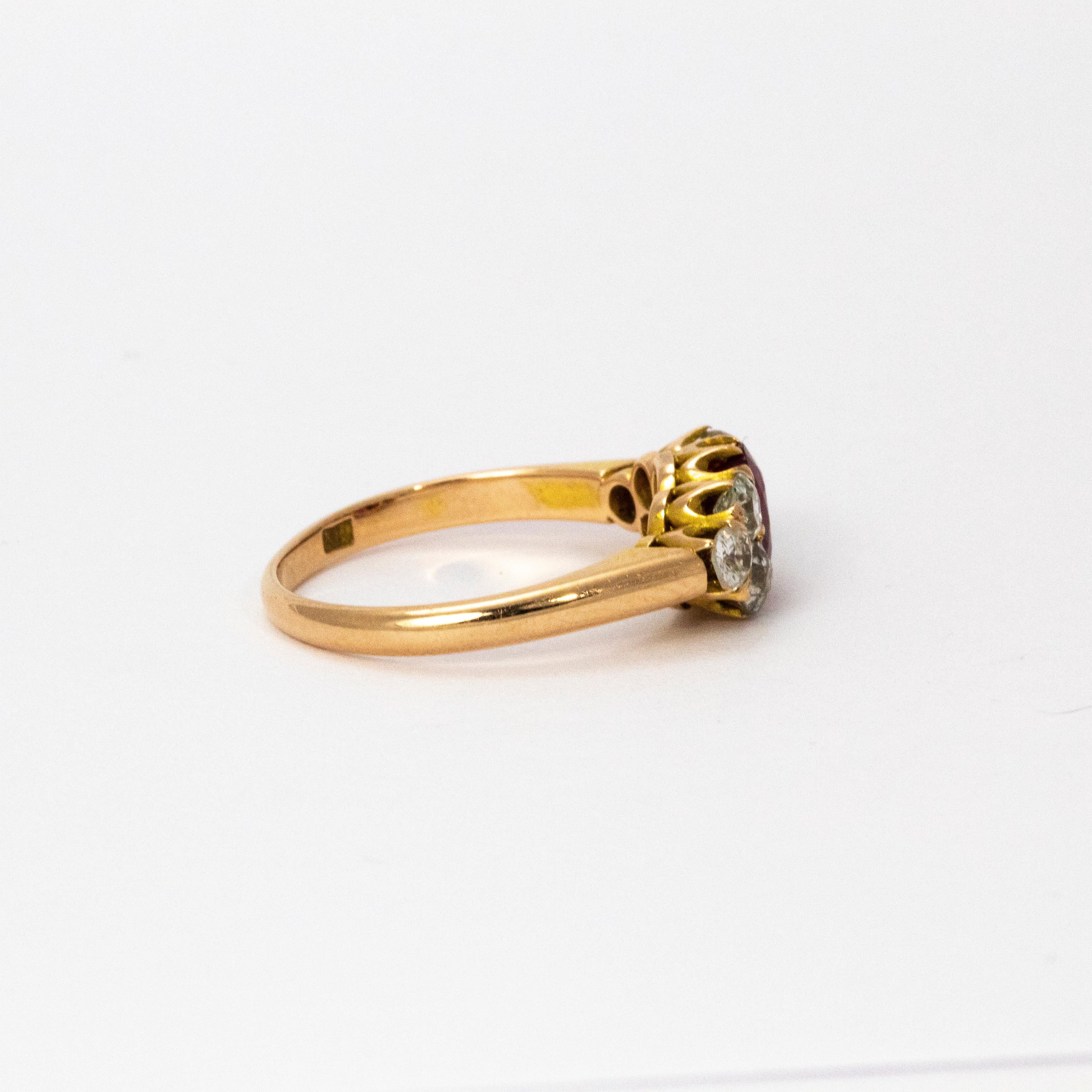 Spätviktorianischer Rubin- und Diamantring aus 18 Karat Gold für Damen oder Herren im Angebot