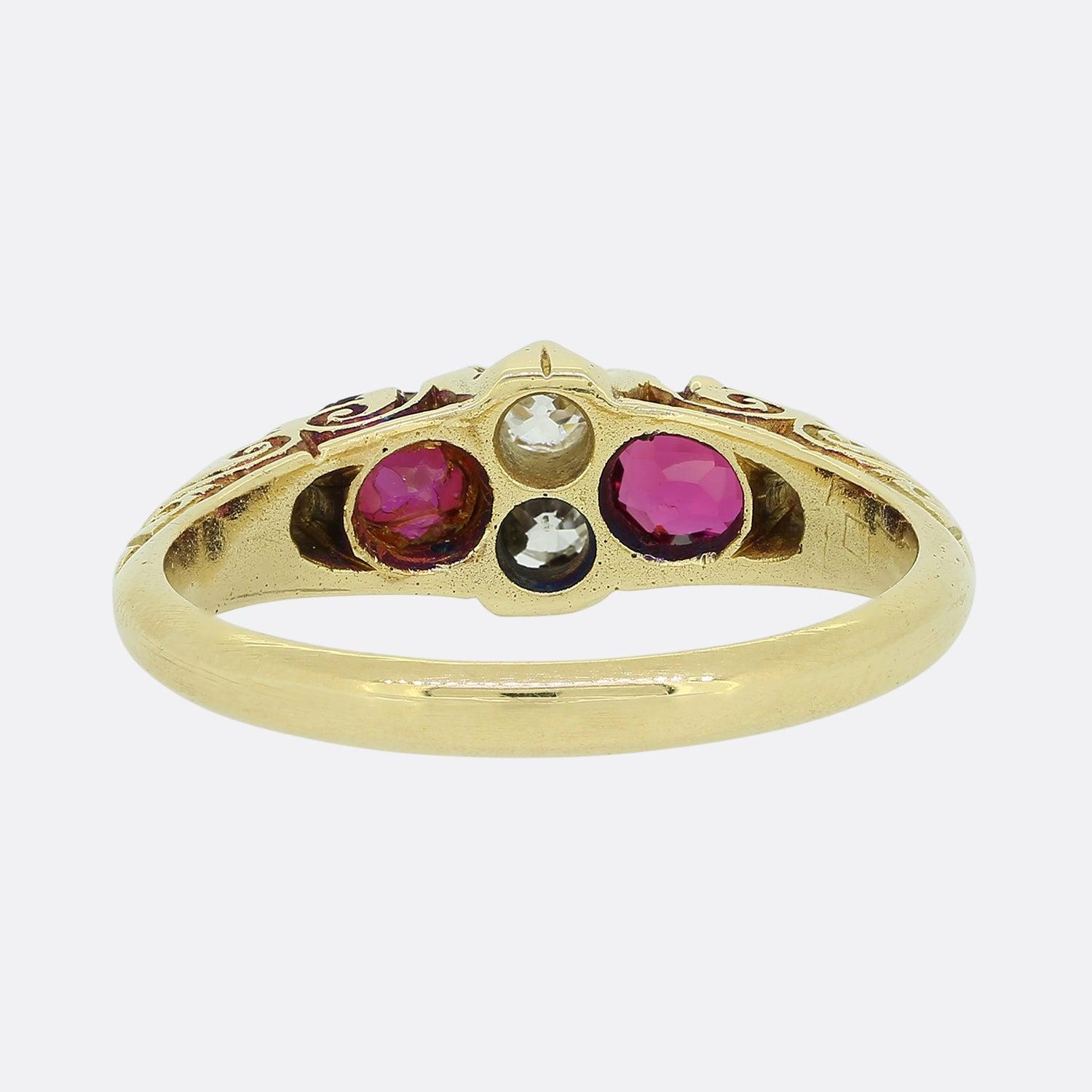 Late Victorian Ruby and Diamond Band Ring In Good Condition For Sale In London, GB