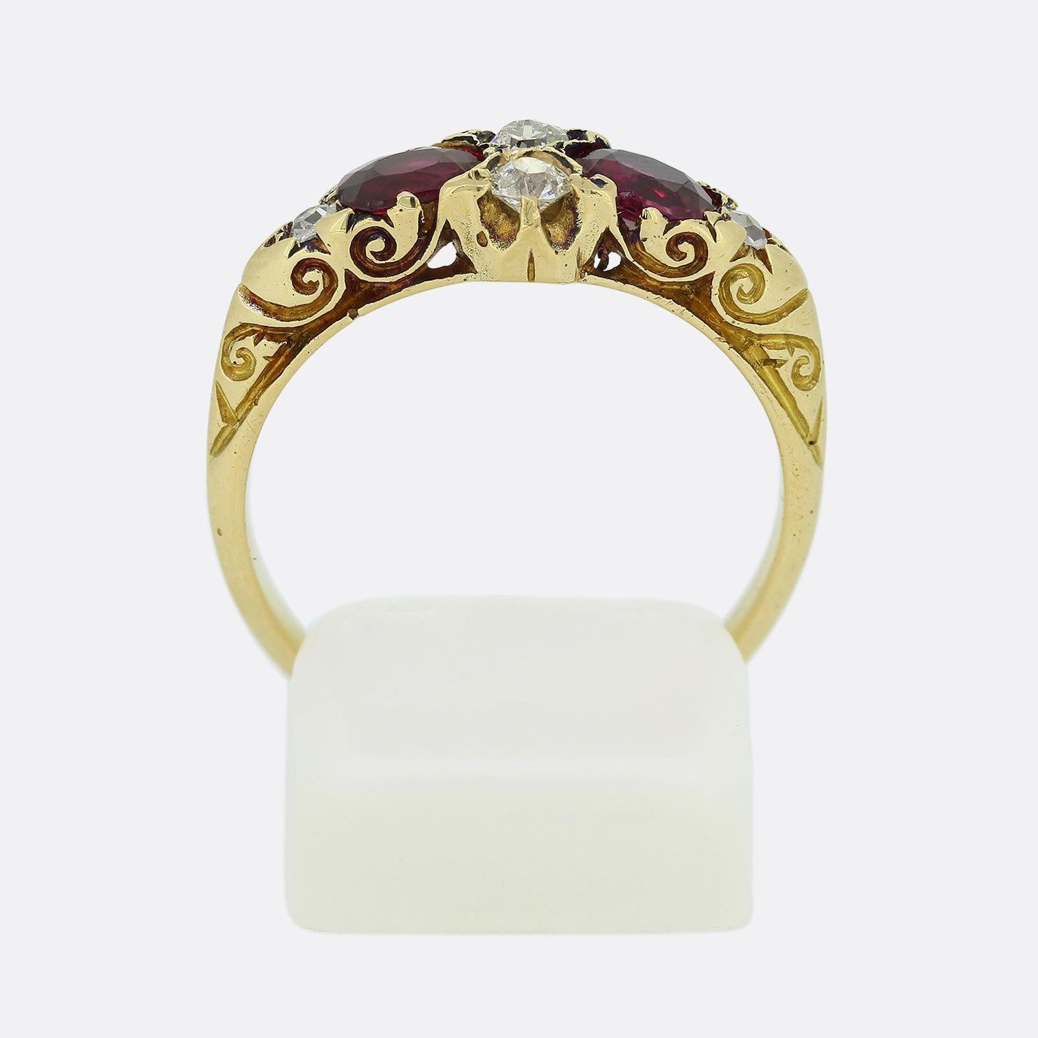 Women's Late Victorian Ruby and Diamond Band Ring For Sale