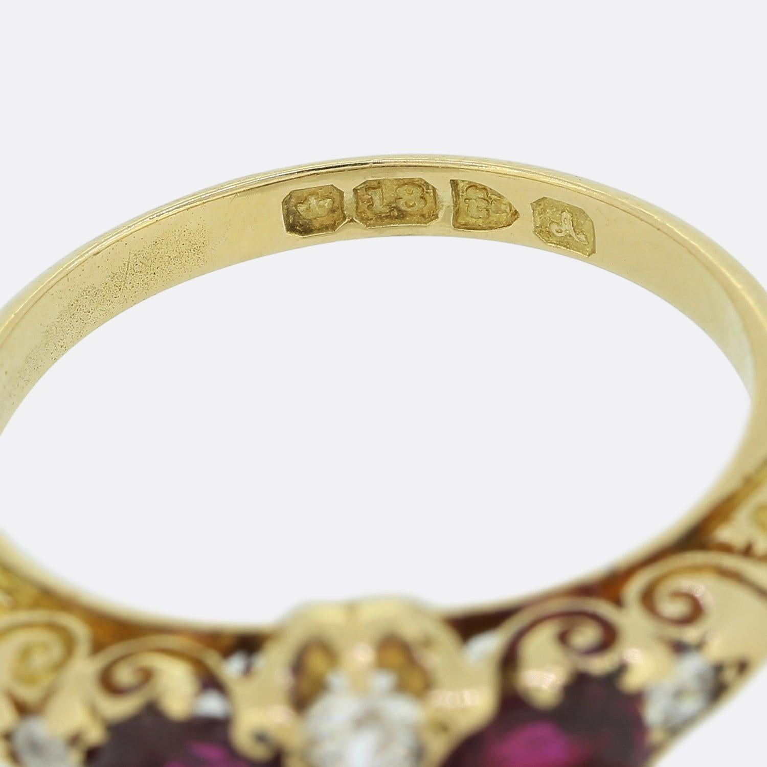 Late Victorian Ruby and Diamond Band Ring For Sale 1