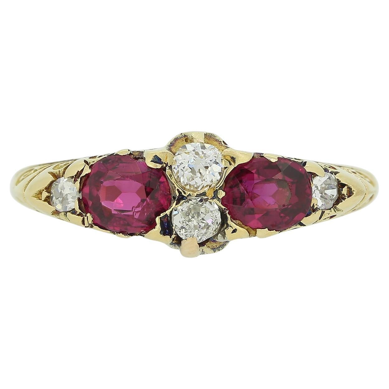 Late Victorian Ruby and Diamond Band Ring For Sale