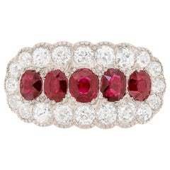Late Victorian Ruby and Diamond Cluster Dress Ring, circa 1910