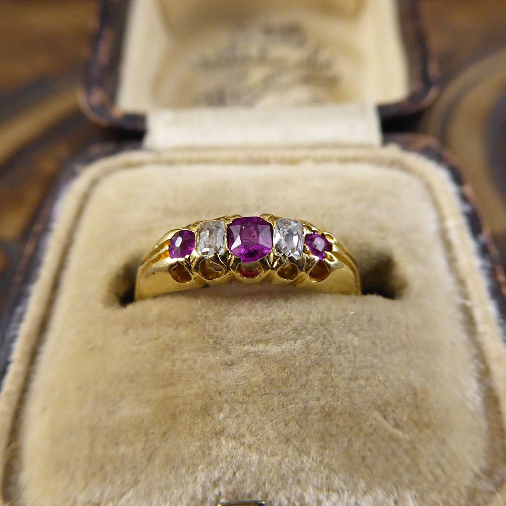 Late Victorian Ruby and Diamond Ring Set in 18 Carat Gold 6