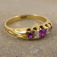 Late Victorian Ruby and Diamond Ring Set in 18 Carat Gold