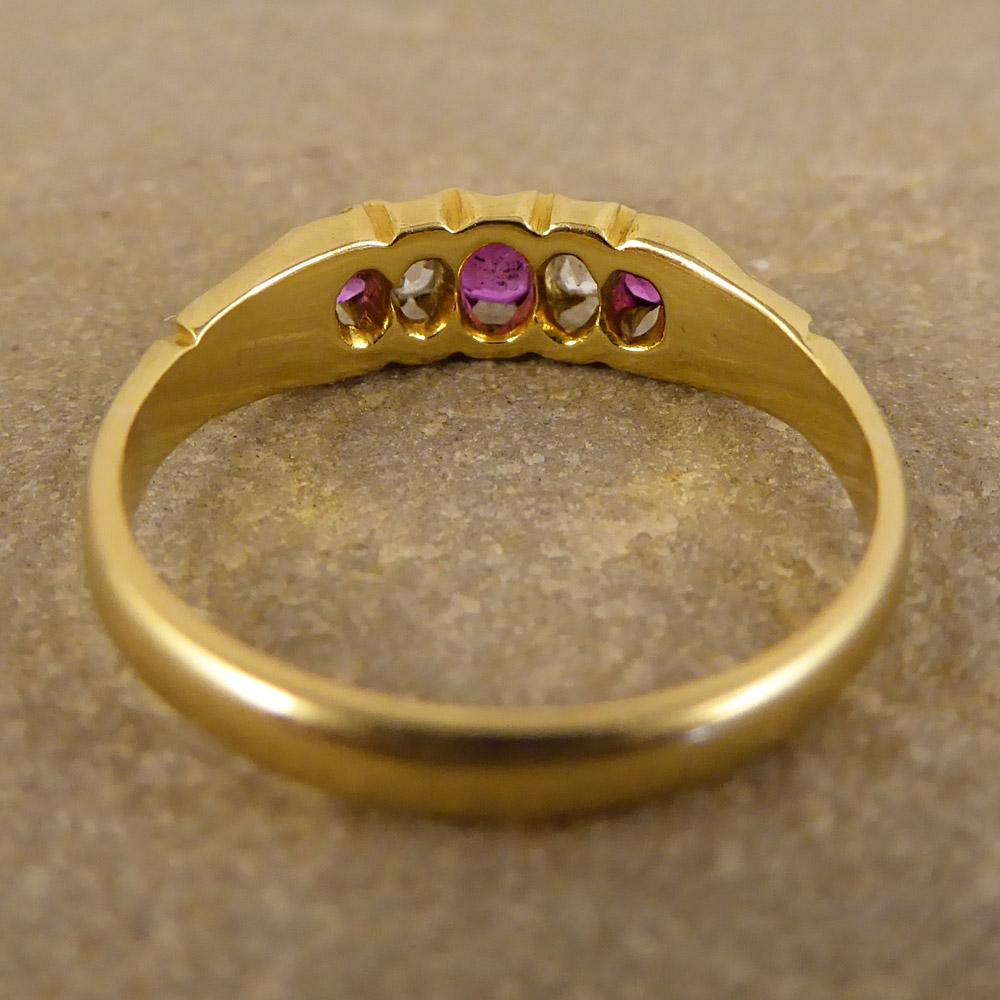 Women's Late Victorian Ruby and Diamond Ring Set in 18 Carat Gold