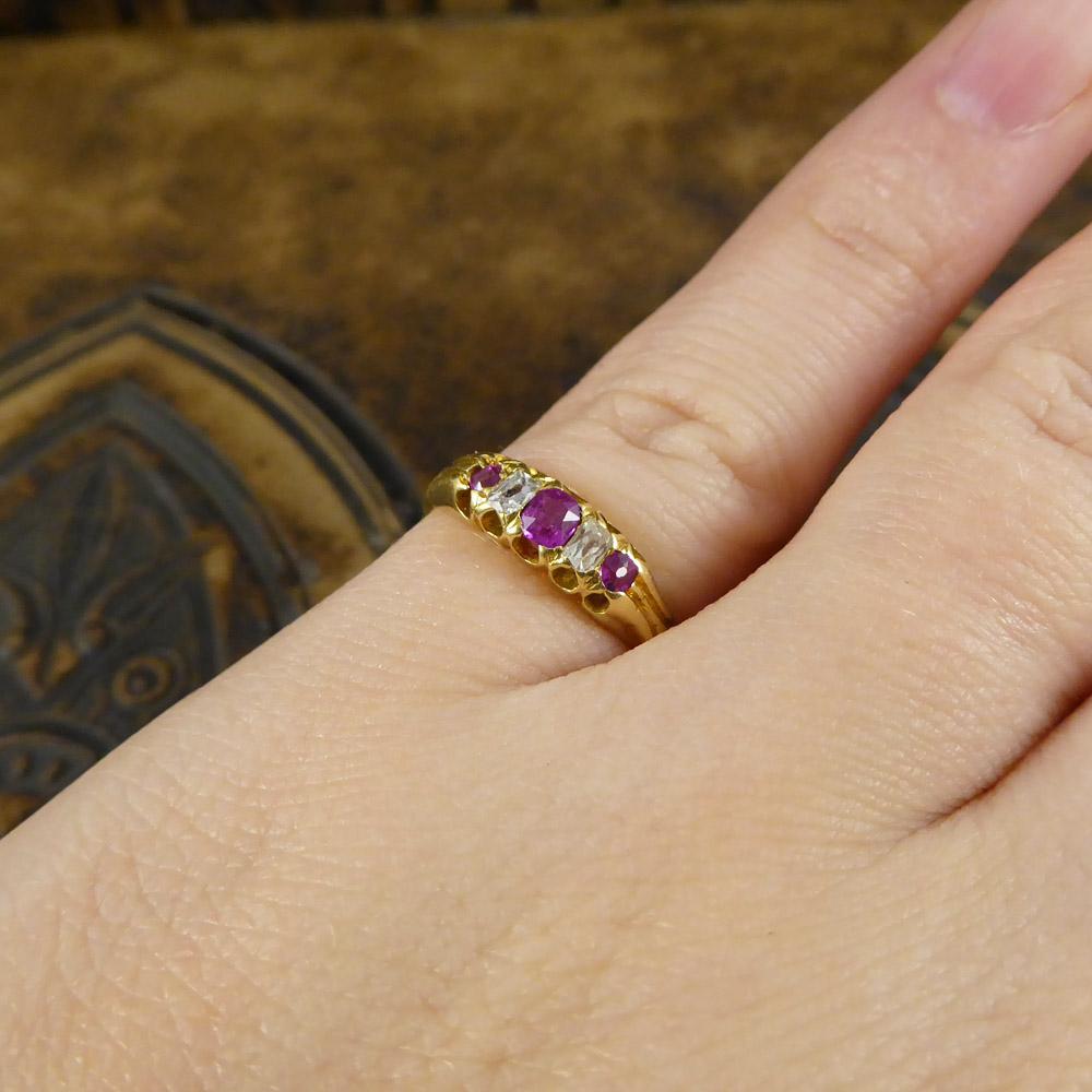 Late Victorian Ruby and Diamond Ring Set in 18 Carat Gold 4