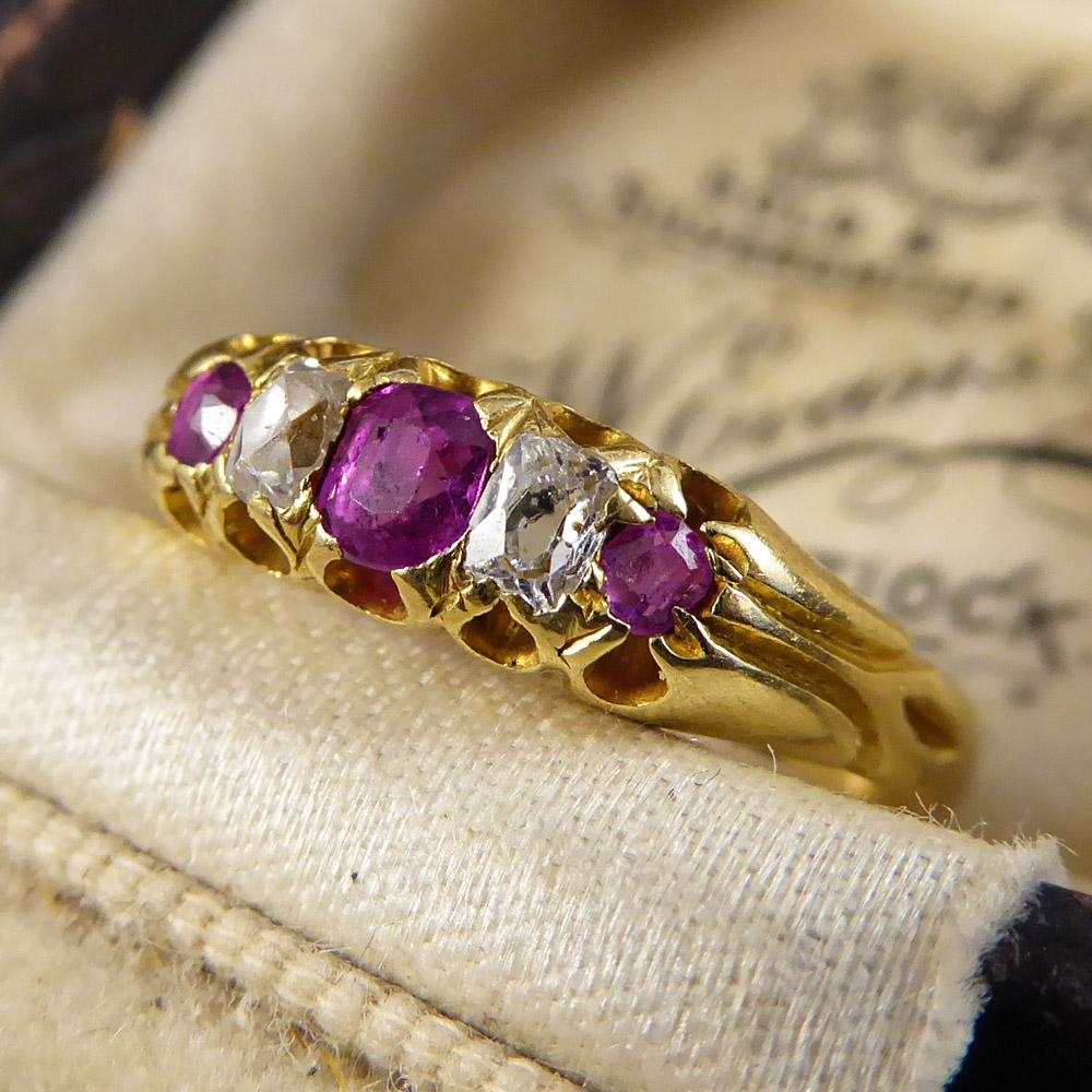 Late Victorian Ruby and Diamond Ring Set in 18 Carat Gold 5