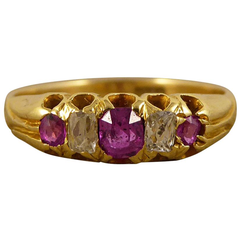 Late Victorian Ruby and Diamond Ring Set in 18 Carat Gold